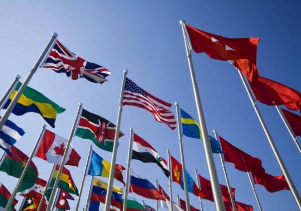 Flags of the world outside