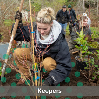 Young students working in a garden